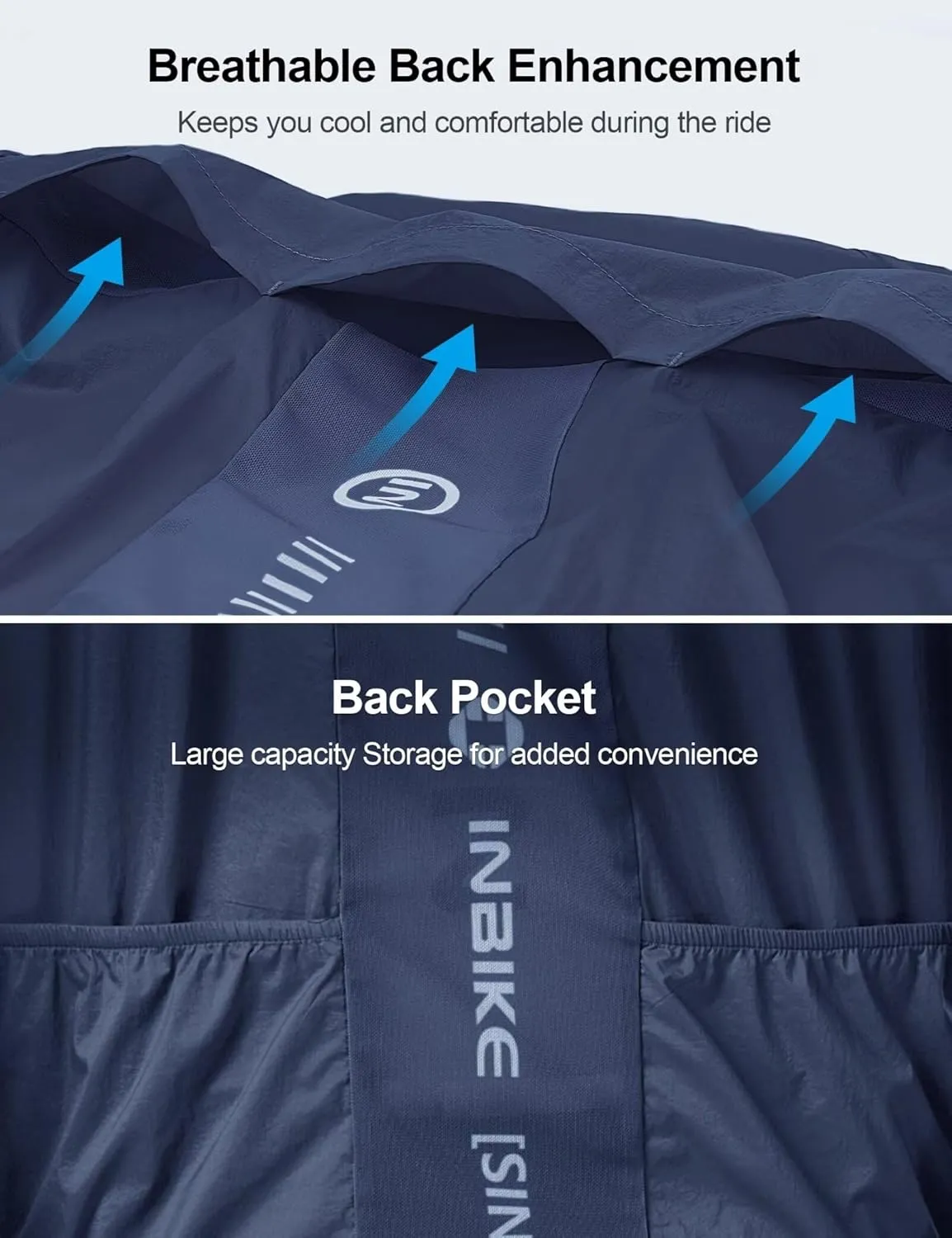 INBIKE Cycling Jacket for Men Women, Windproof Lightweight Running Windbreaker, Breathable Quick Dry Reflective Biking Coat