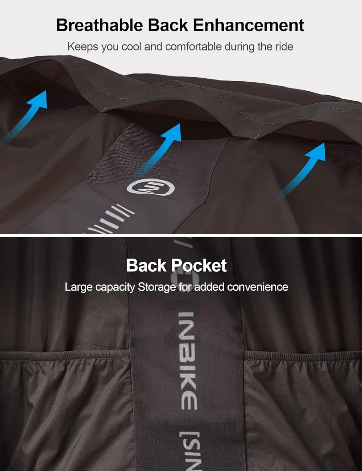 INBIKE Cycling Jacket for Men Women, Windproof Lightweight Running Windbreaker, Breathable Quick Dry Reflective Biking Coat