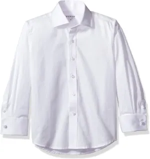 Isaac Mizrahi Boys Button Down Shirt | Long Sleeve French Cuff 100% Cotton Formal Dress Shirt
