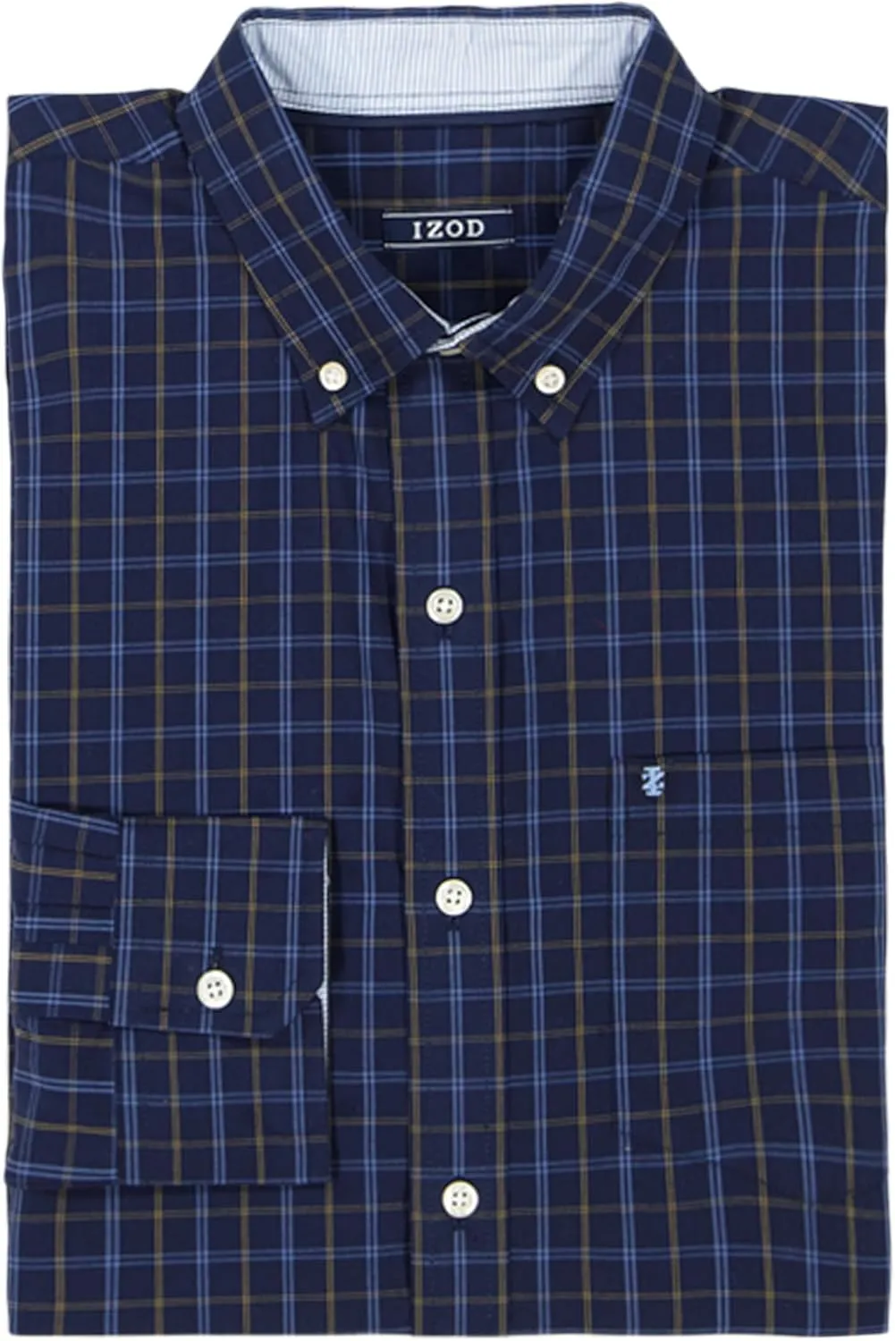 IZOD Men's Big and Tall Performance Comfort Long Sleeve Gingham Button Down Shirt