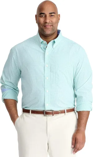 IZOD Men's Big and Tall Performance Comfort Long Sleeve Gingham Button Down Shirt