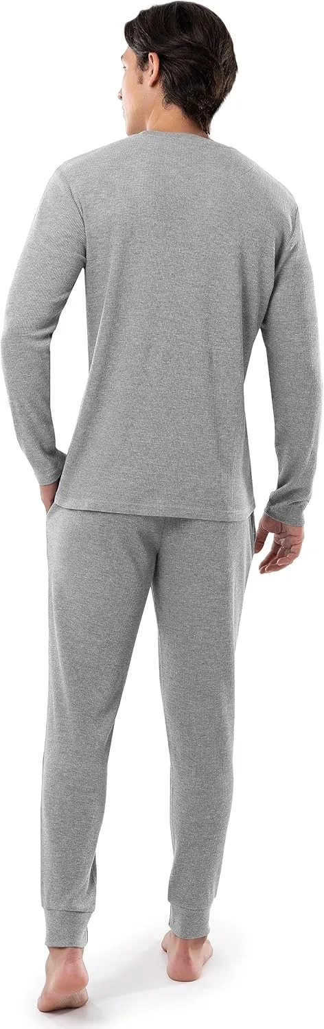 IZOD Men's Waffle Knit Crewneck Top and Jogger Pant Sleep Set