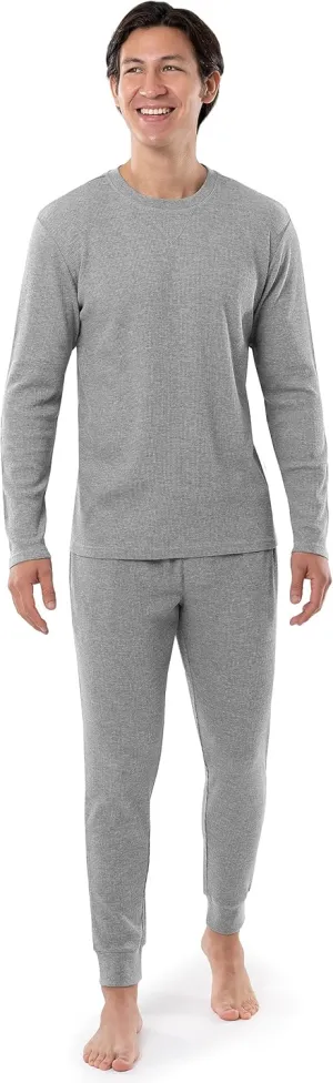 IZOD Men's Waffle Knit Crewneck Top and Jogger Pant Sleep Set