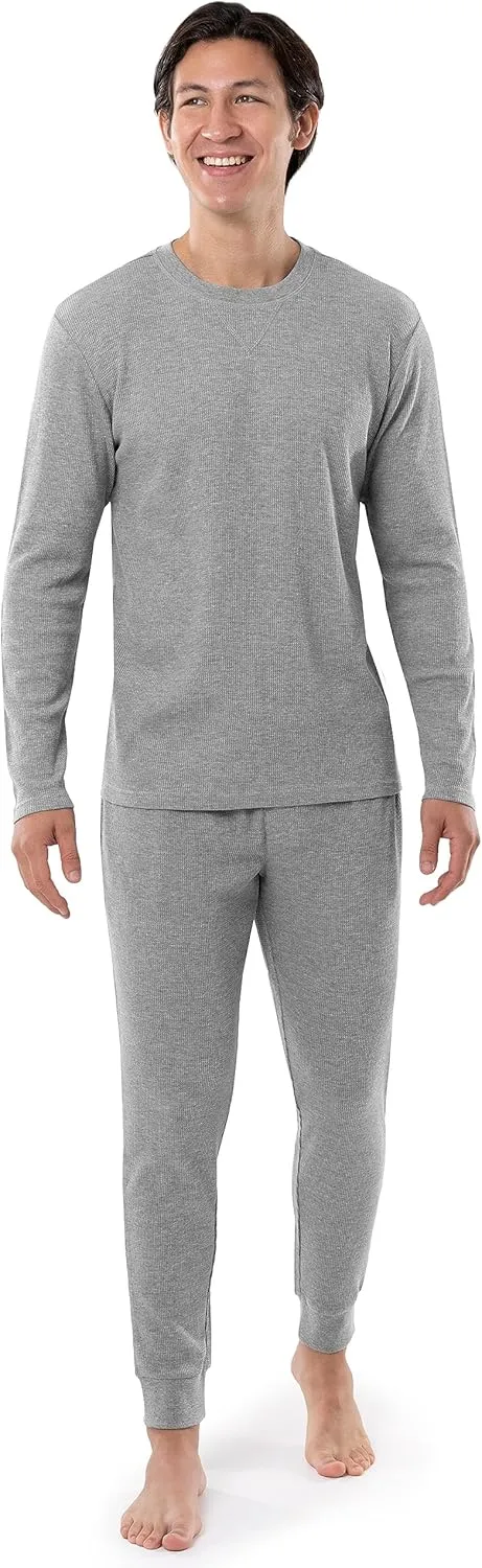IZOD Men's Waffle Knit Crewneck Top and Jogger Pant Sleep Set