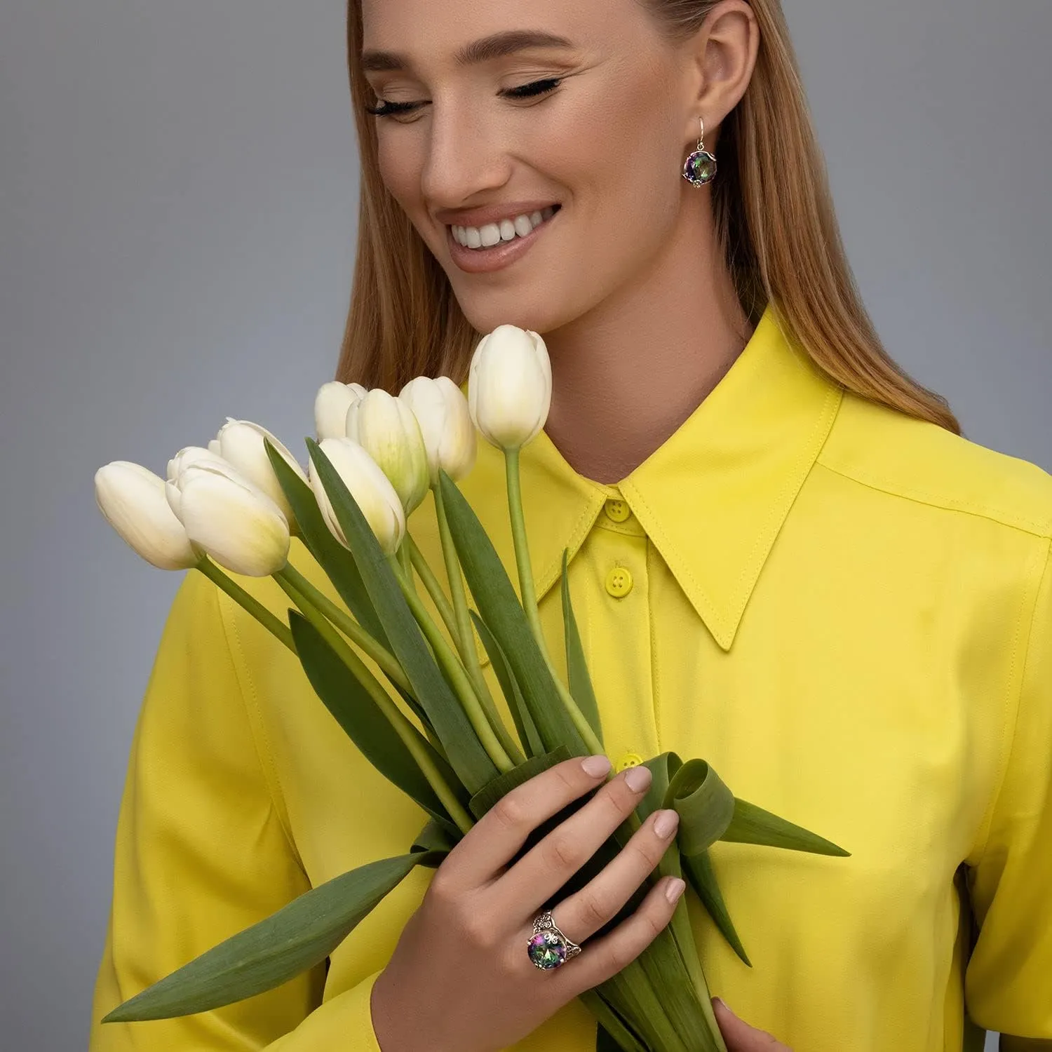 JEAN RACHEL JEWELRY 925 Sterling Silver Ring with Bold Round Cubic Zirconia - Floral & Butterfly Vintage Design - Hypoallergenic, Lead & Nickel Free - Artisan Handcrafted Statement Rings for Women
