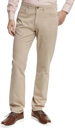 Johnston & Murphy Five-Pocket Casual Pants for Men  Slim Fit  Straight Leg  Five Pocket Construction  Blended Pima Cotton Khaki 32 32
