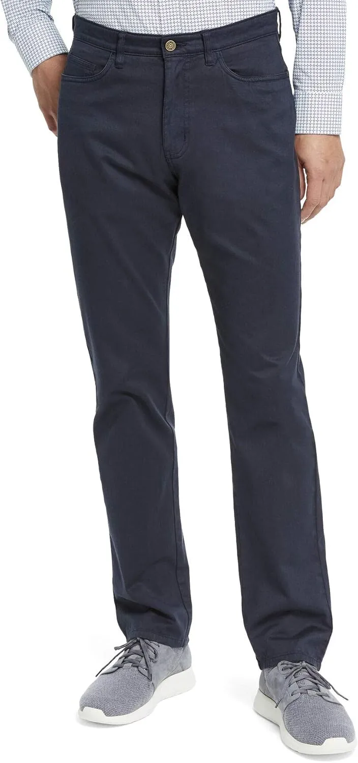 Johnston & Murphy Five-Pocket Casual Pants for Men  Slim Fit  Straight Leg  Five Pocket Construction  Blended Pima Cotton Navy 34 30