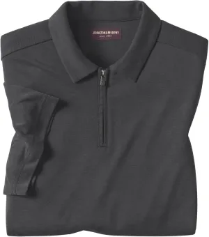 Johnston & Murphy Mens Vintage Birdseye Zip Polo, Short Sleeve Collared Shirt for Men