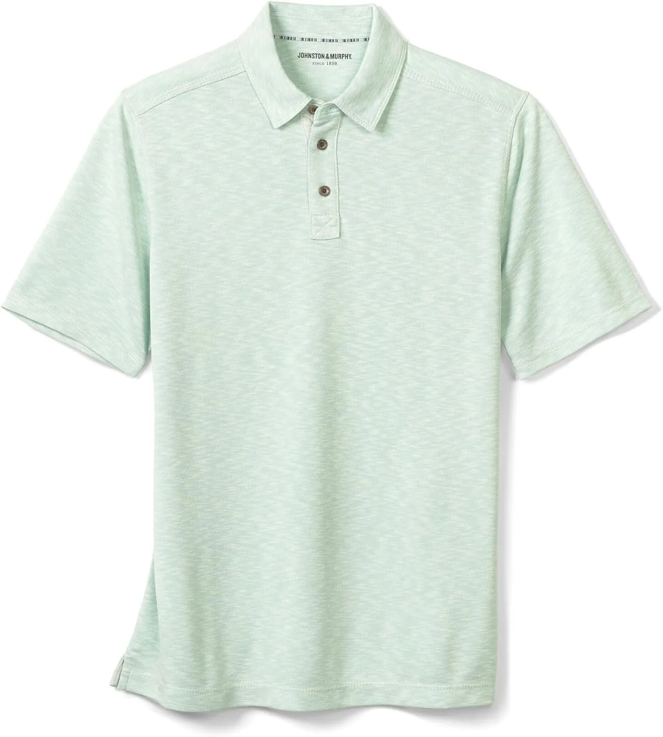 Johnston & Murphy Mens Vintage Slub Polo, Short Sleeve Collared Shirt for Men
