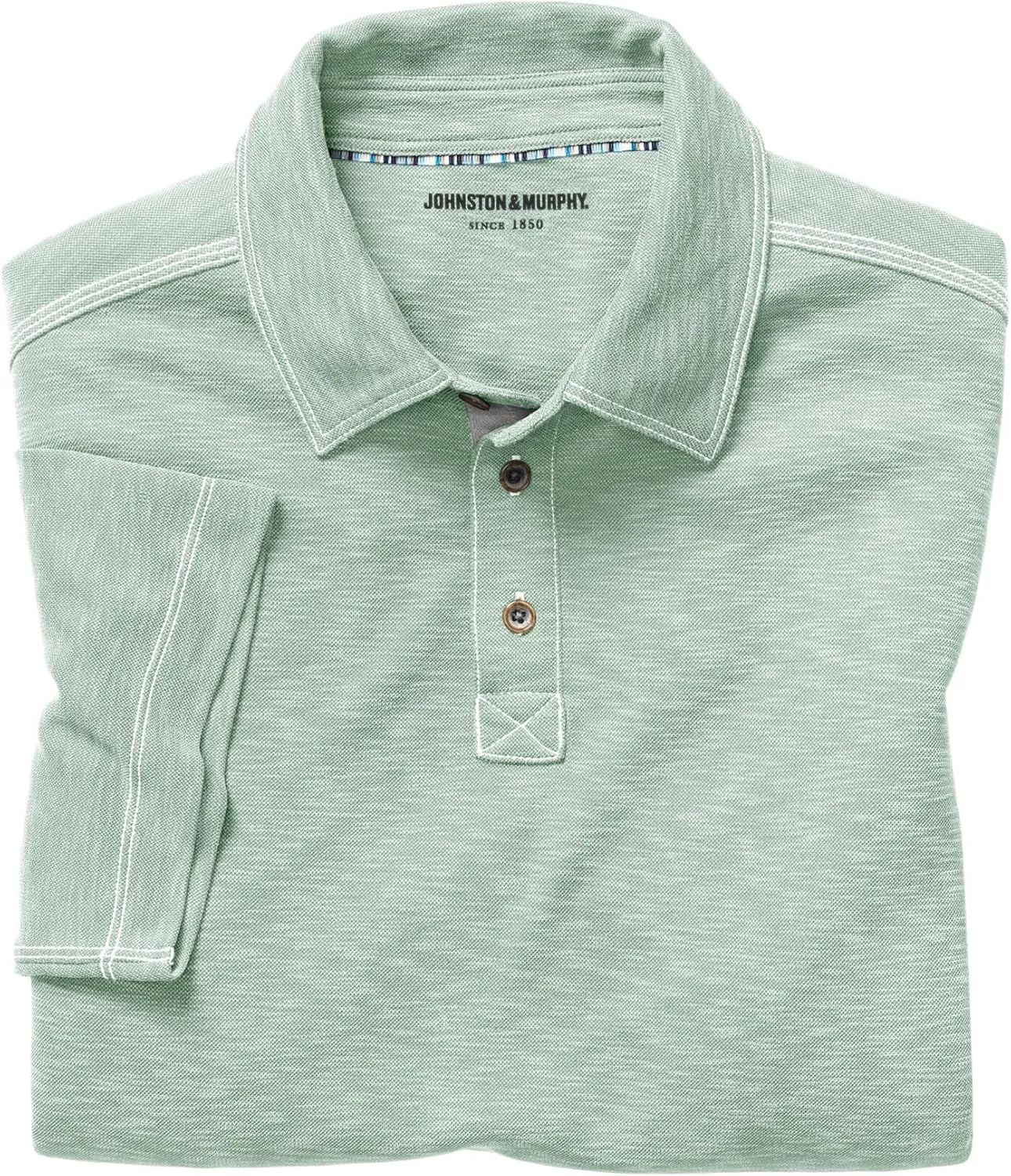 Johnston & Murphy Mens Vintage Slub Polo, Short Sleeve Collared Shirt for Men