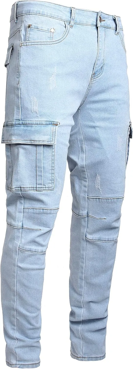JUNBAOSS Men's Slim Fit Jeans Stretch Ripped Skinny Jeans for Men, Fashion Straight Leg Comfort Flex Waist Casual Pants