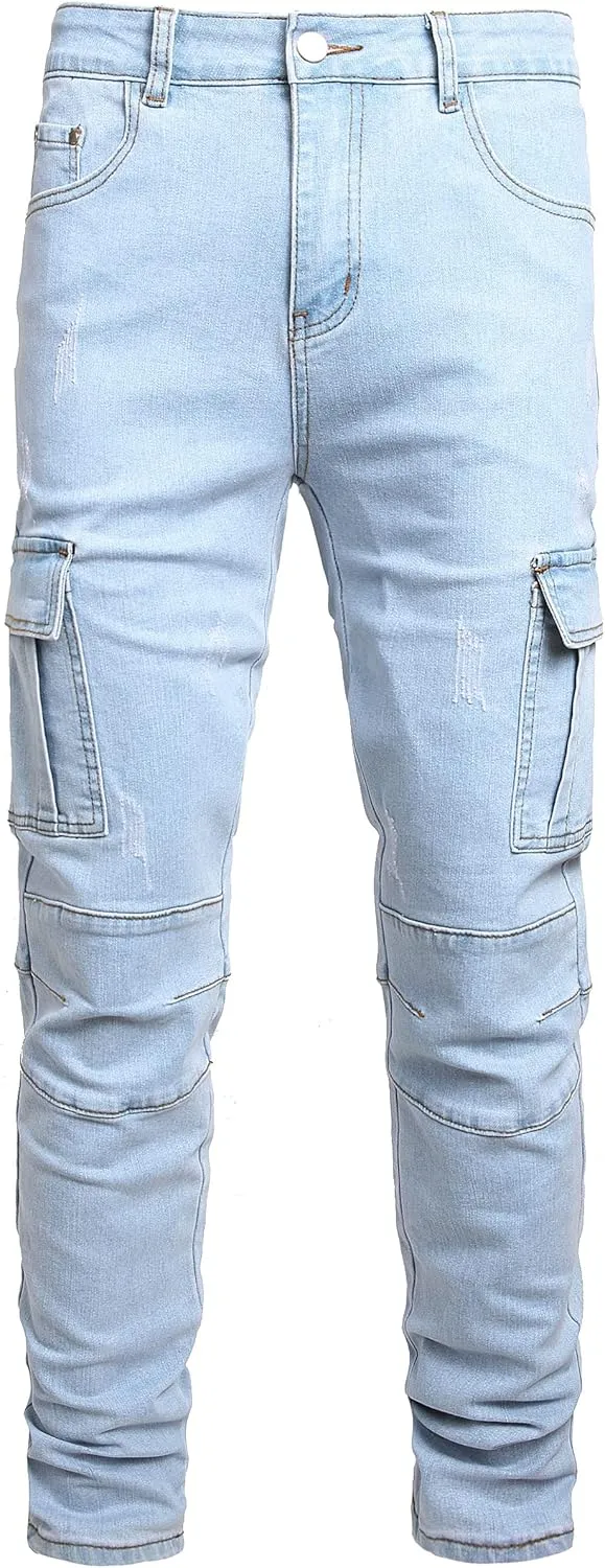 JUNBAOSS Men's Slim Fit Jeans Stretch Ripped Skinny Jeans for Men, Fashion Straight Leg Comfort Flex Waist Casual Pants