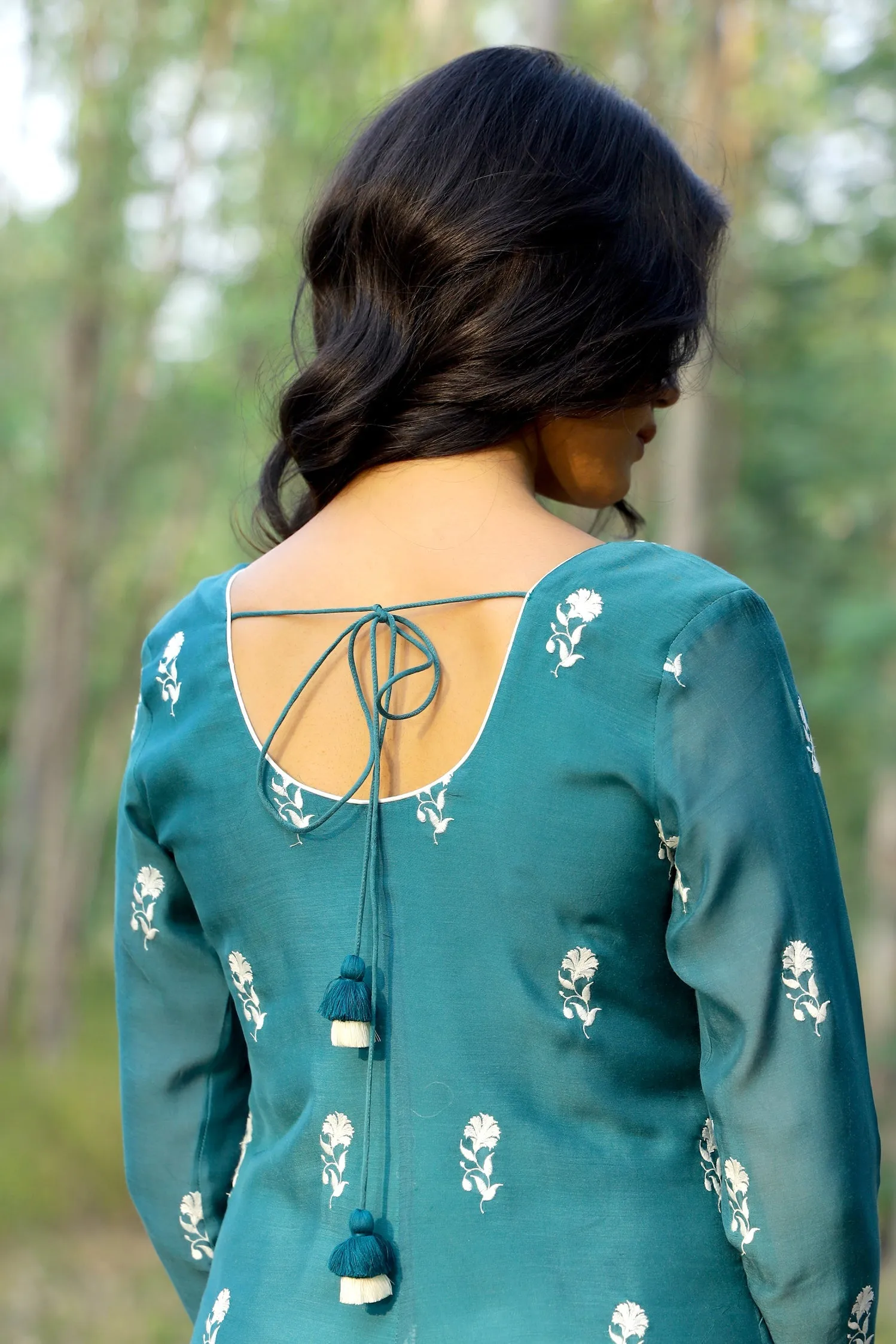 Kapraaha Sapphire Teal Anarkali Dress with Dupatta (Set of 2)