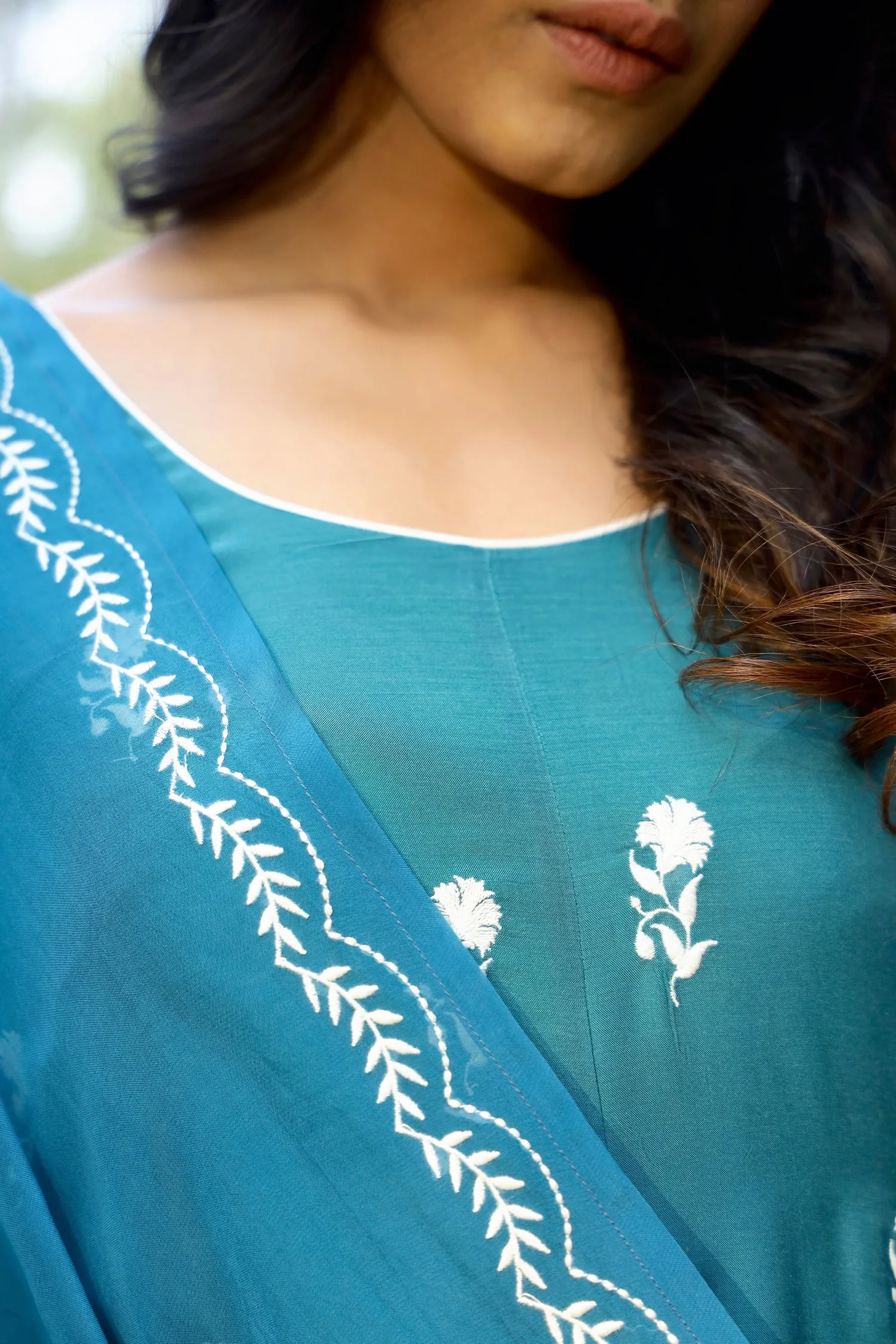 Kapraaha Sapphire Teal Anarkali Dress with Dupatta (Set of 2)