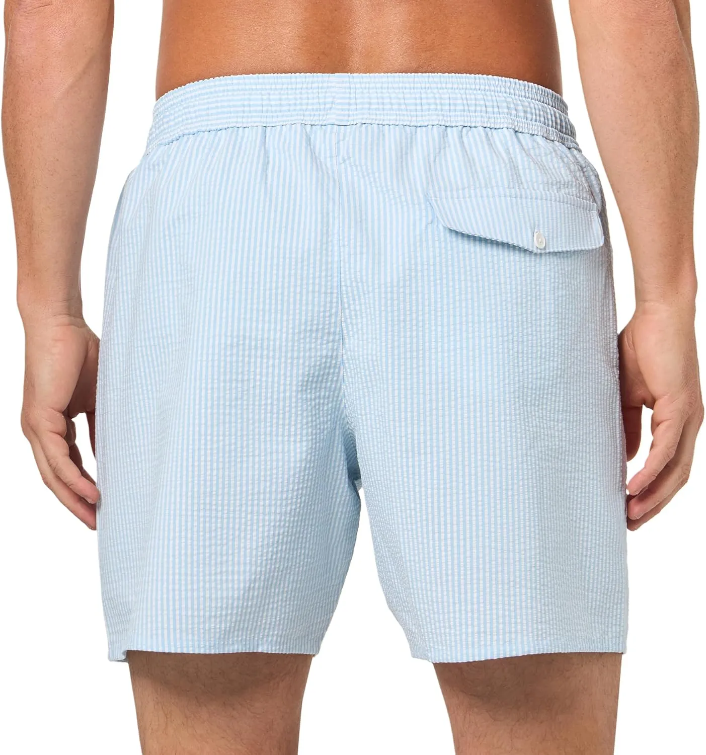 Lacoste Men's Striped Seersucker Swim Trunks