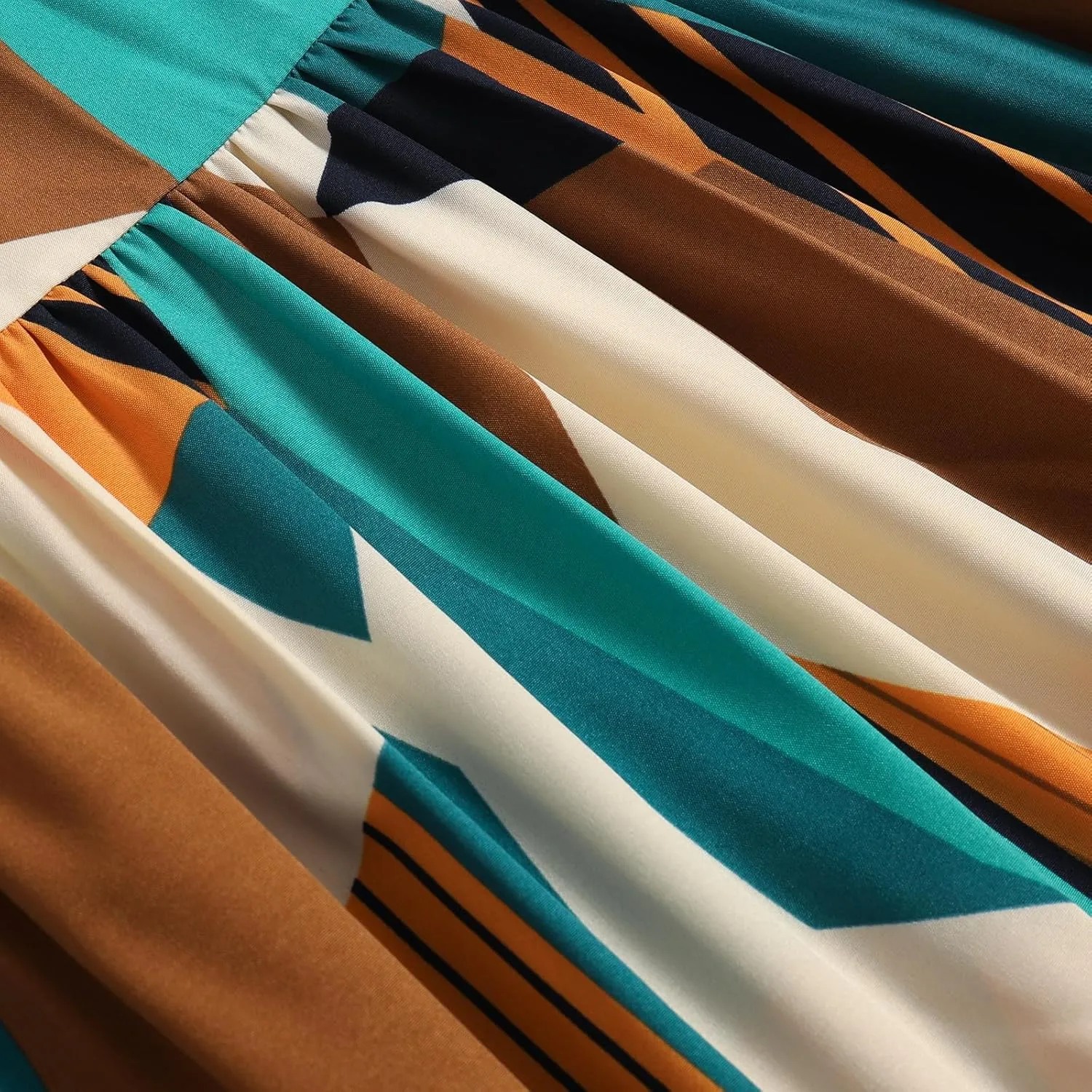 Ladies' Elastic Waist Printed Skirt with Pockets in Spring Summer and Autumn