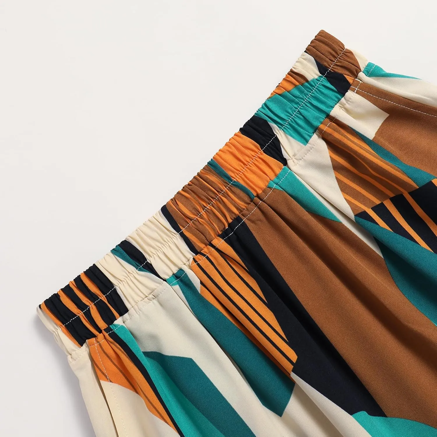 Ladies' Elastic Waist Printed Skirt with Pockets in Spring Summer and Autumn