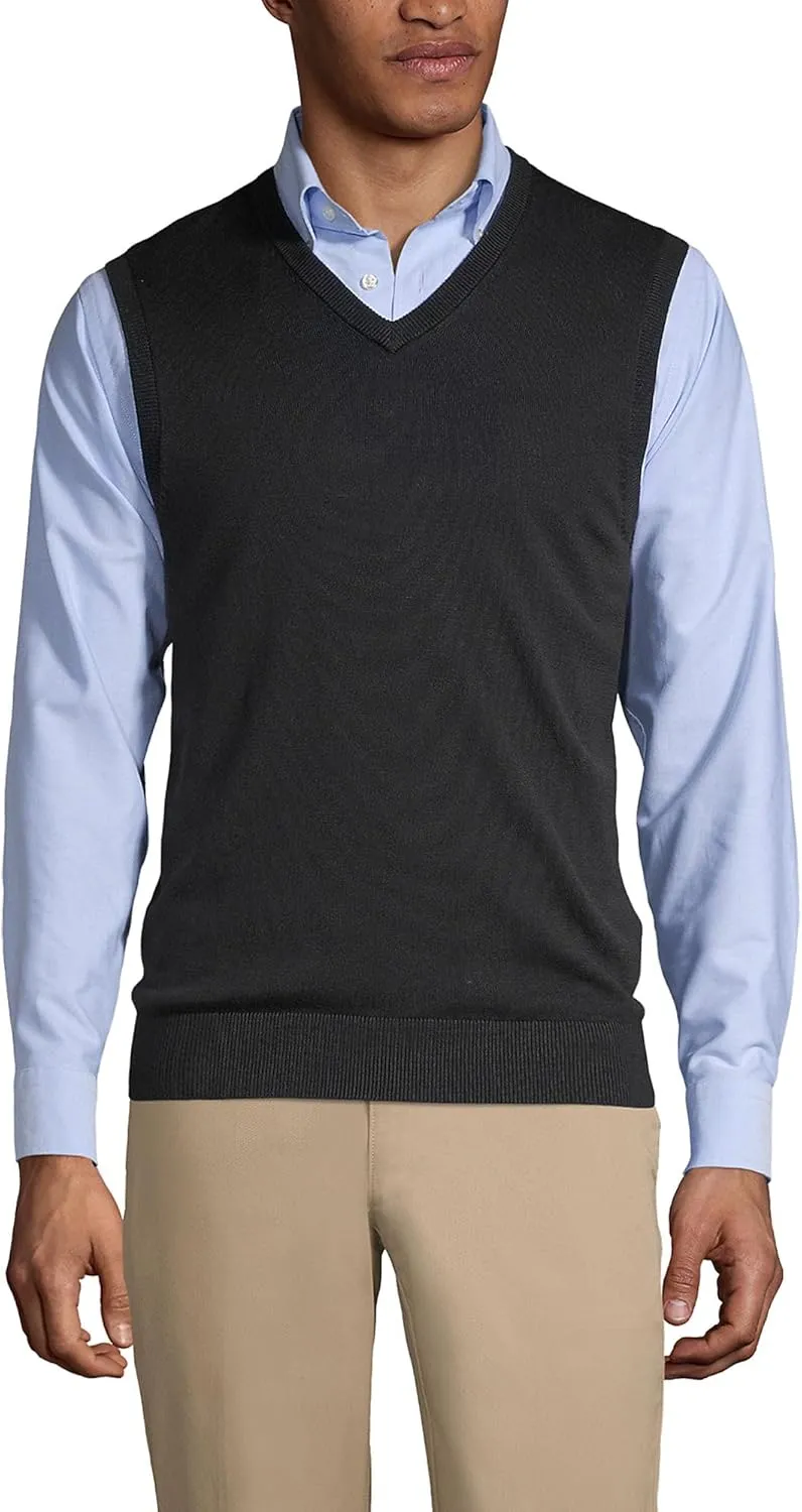 Lands' End School Uniform Men's Cotton Modal Fine Gauge Sweater Vest