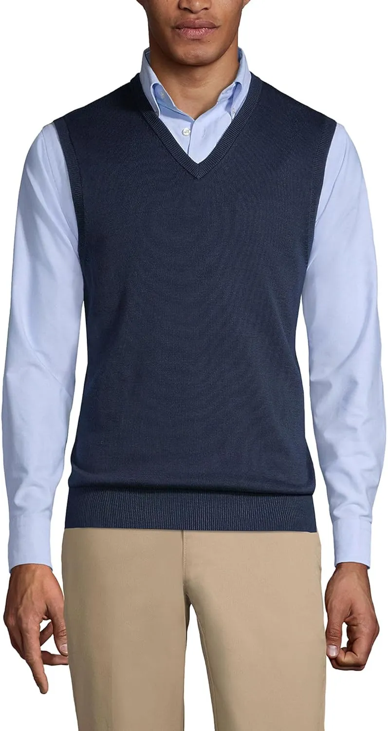 Lands' End School Uniform Men's Cotton Modal Fine Gauge Sweater Vest
