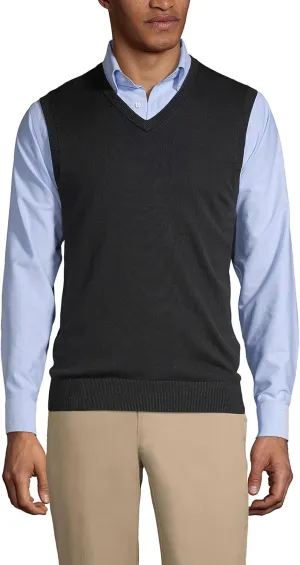 Lands' End School Uniform Men's Cotton Modal Fine Gauge Sweater Vest
