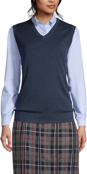 Lands' End School Uniform Women's Cotton Modal Fine Gauge Sweater Vest