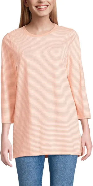 Lands' End Women's 3/4 Sleeve Supima Cotton Crewneck Tunic
