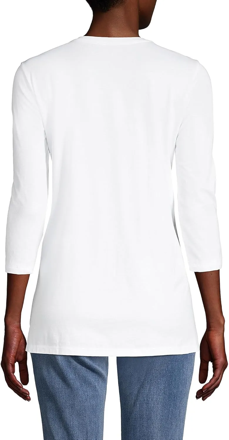 Lands' End Women's 3/4 Sleeve Supima Cotton Crewneck Tunic
