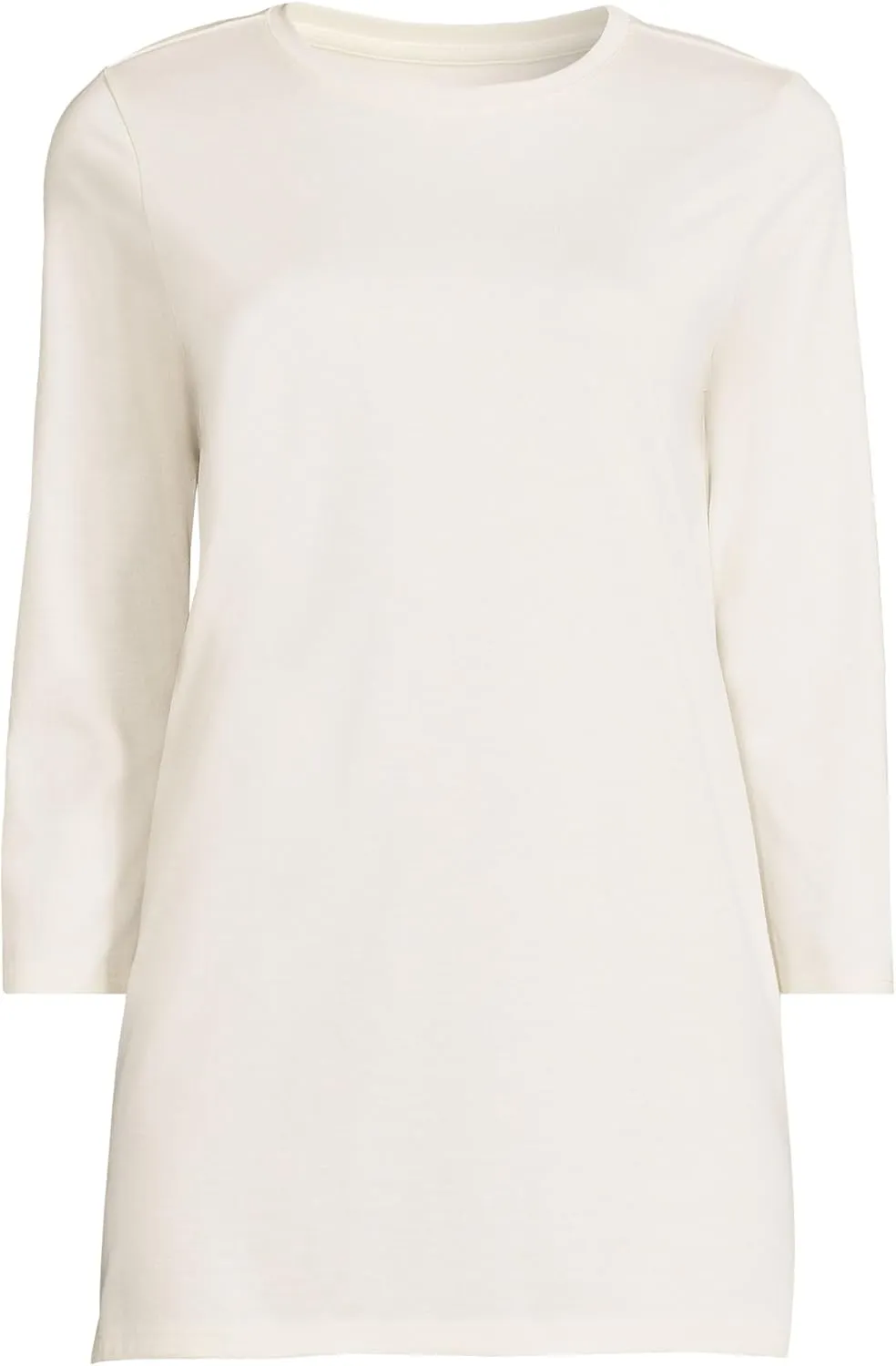 Lands' End Women's 3/4 Sleeve Supima Cotton Crewneck Tunic
