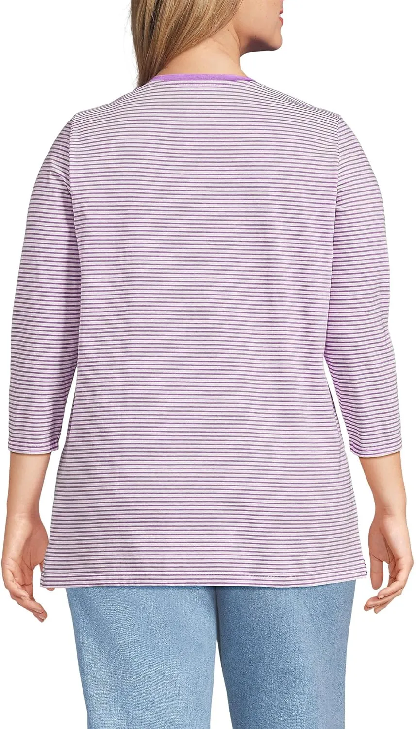 Lands' End Women's 3/4 Sleeve Supima Cotton Crewneck Tunic
