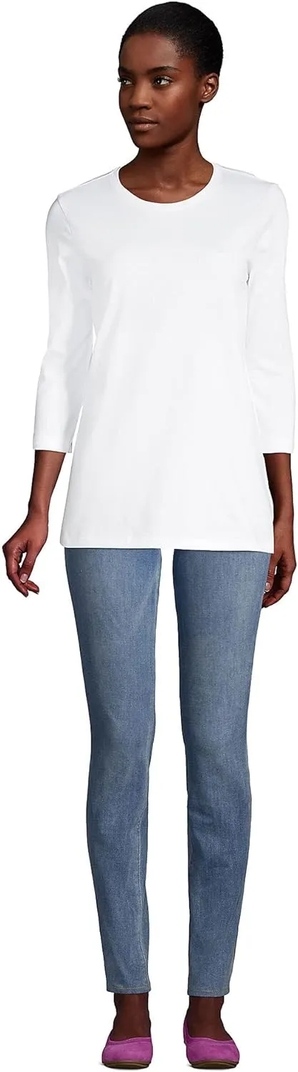 Lands' End Women's 3/4 Sleeve Supima Cotton Crewneck Tunic