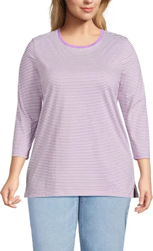 Lands' End Women's 3/4 Sleeve Supima Cotton Crewneck Tunic