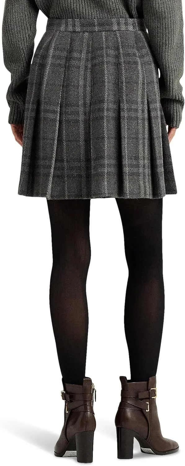 Lauren Ralph Lauren Women's Plaid Pleated Wool-Blend Tweed Miniskirt