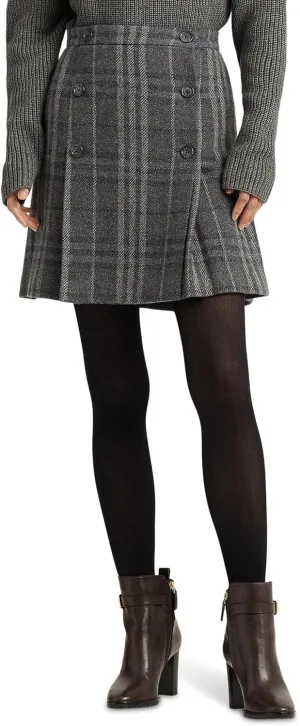 Lauren Ralph Lauren Women's Plaid Pleated Wool-Blend Tweed Miniskirt