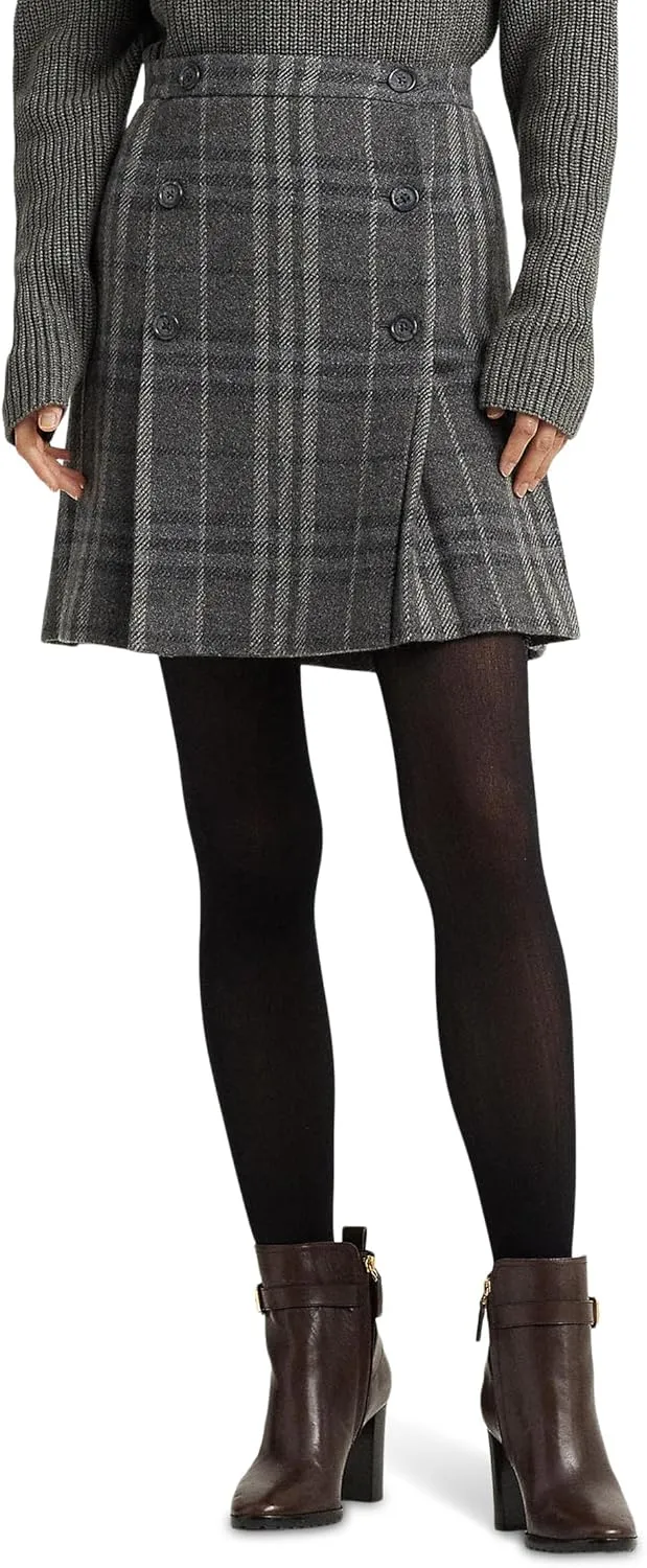 Lauren Ralph Lauren Women's Plaid Pleated Wool-Blend Tweed Miniskirt