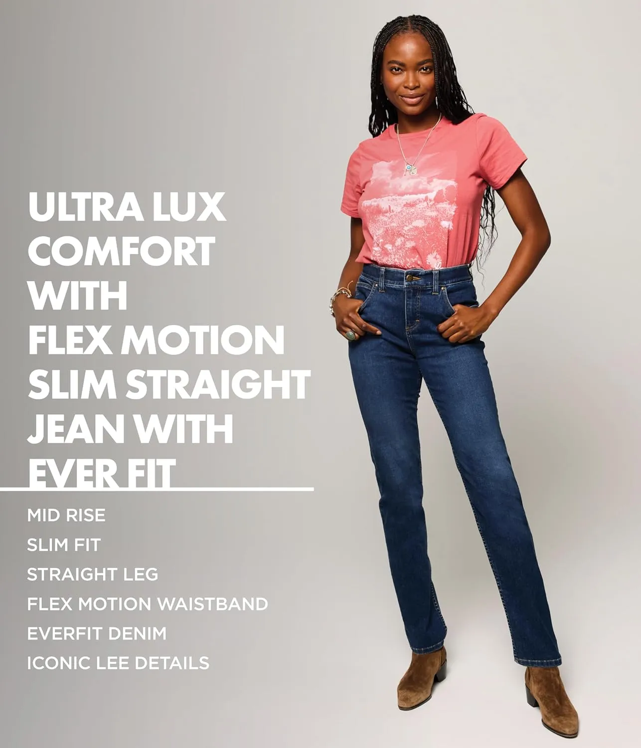 Lee Women's Ultra Lux Comfort with Flex Motion Slim Straight Jean with Ever Fit
