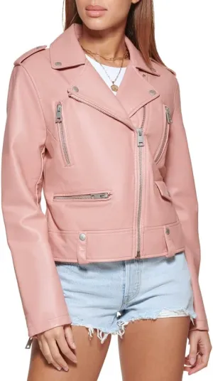 Levi's Women's Cropped Faux Leather Motorcycle Jacket