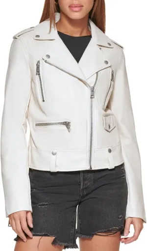 Levi's Women's Cropped Faux Leather Motorcycle Jacket