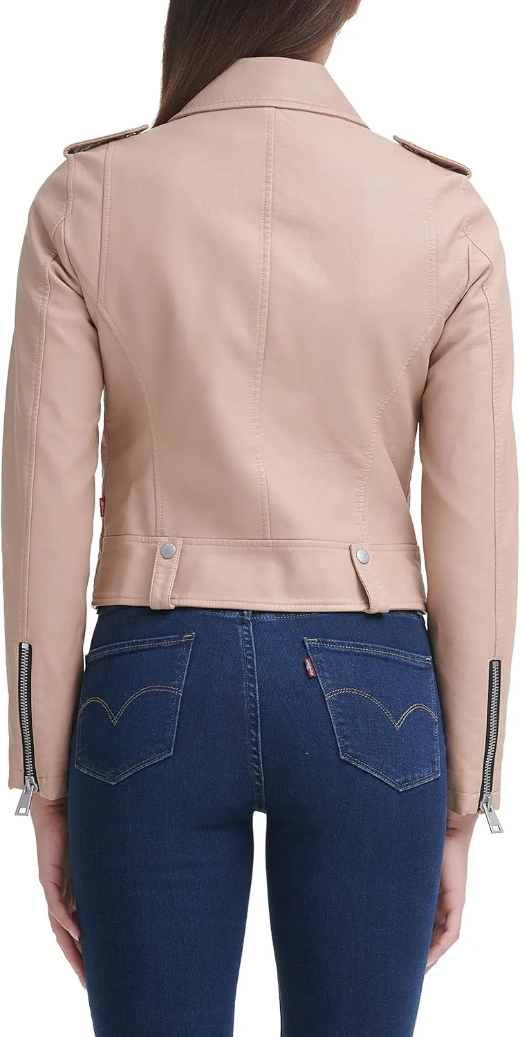 Levi's Women's Cropped Faux Leather Motorcycle Jacket