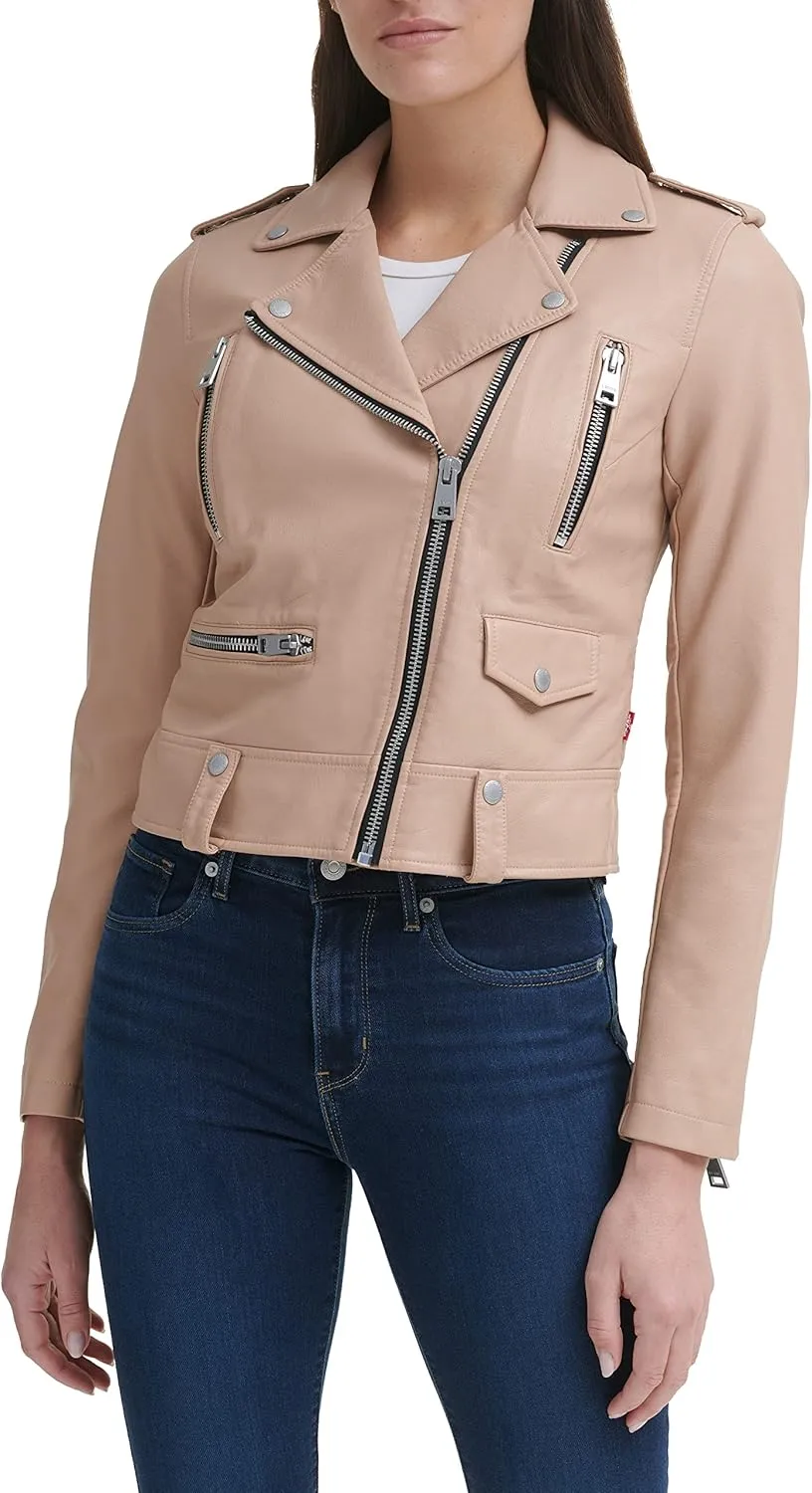 Levi's Women's Cropped Faux Leather Motorcycle Jacket