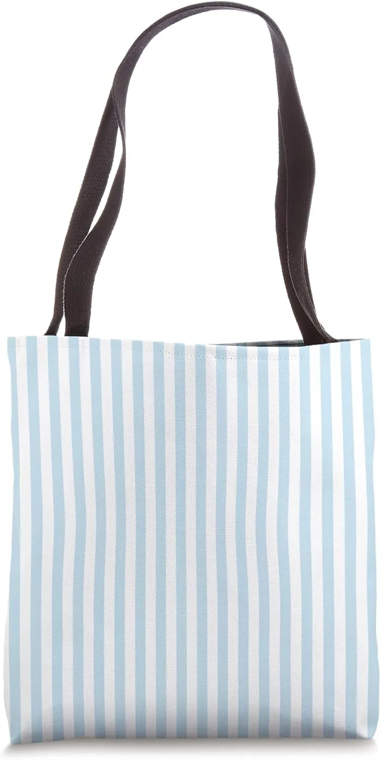 light Blue Striped Girly Thin Stripes Preppy Aesthetic Cute Tote Bag