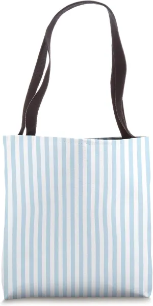 light Blue Striped Girly Thin Stripes Preppy Aesthetic Cute Tote Bag