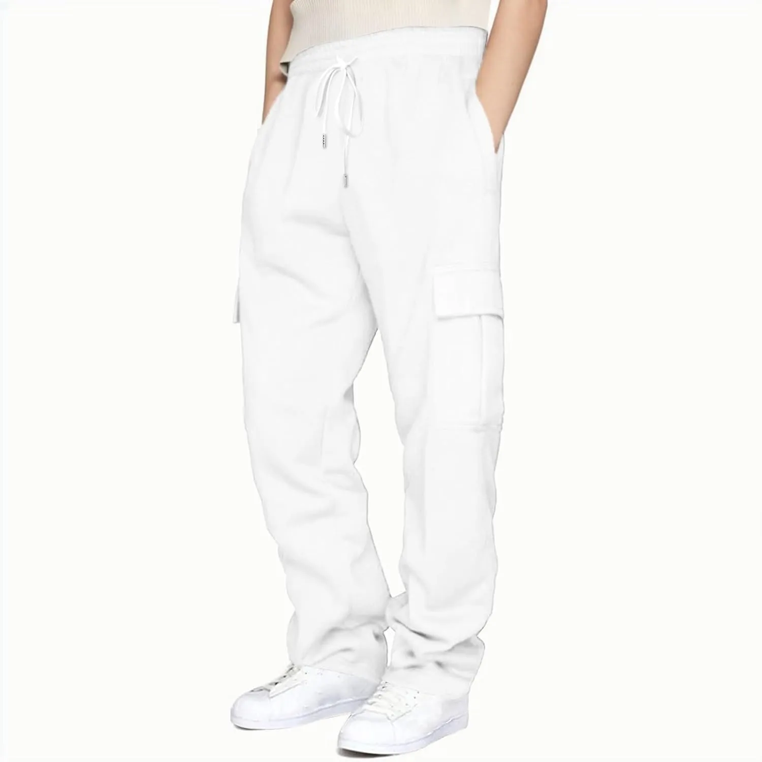 Linen Pants for Men Solid Color Casual Zipper Pocket Colorblock Loose Comfy Sweatpants Trousers for Men Green