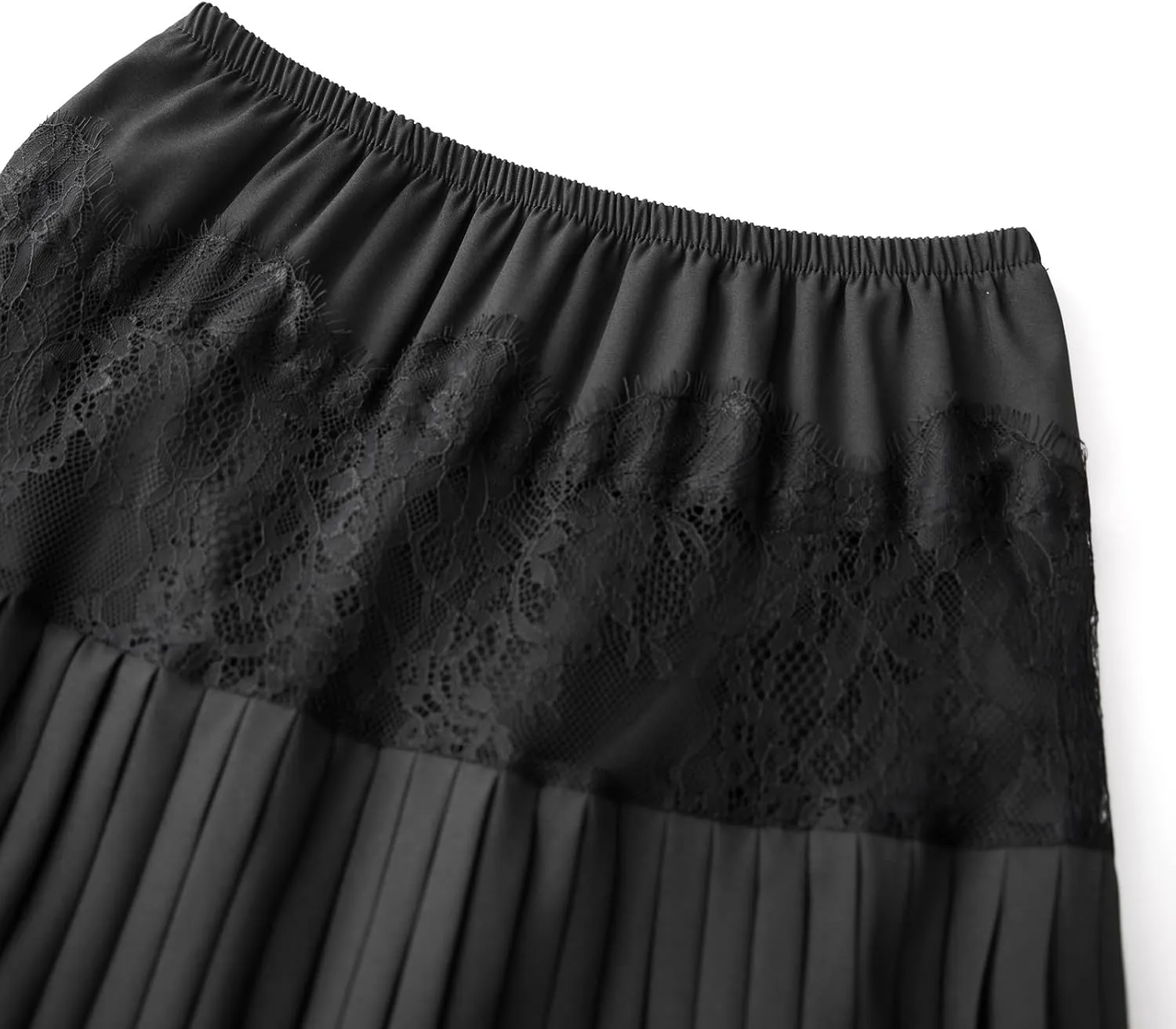 lisenraIn Women Long Lace Slip Skirt Ruffle Pleated Lace Trim Half Slip Skirt Extender Y2K Tiered Midi Layering Underskirt