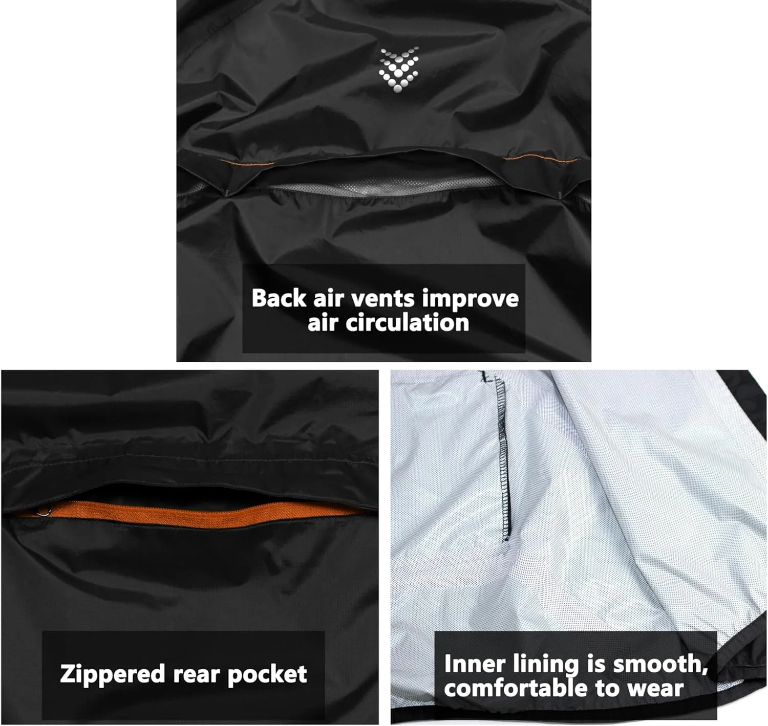 Little Donkey Andy Men's Cycling Stretch Rain Jacket with Hood, Windproof and Waterproof, Ultralight Windbreaker,Packable