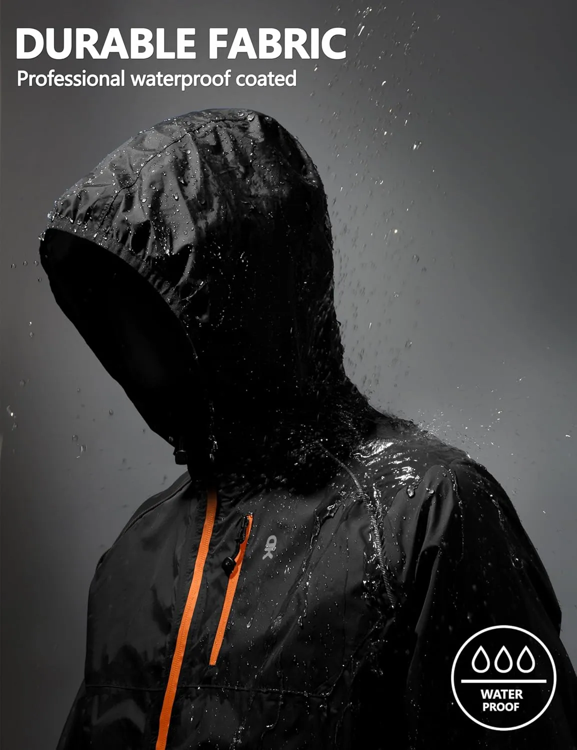 Little Donkey Andy Men's Cycling Stretch Rain Jacket with Hood, Windproof and Waterproof, Ultralight Windbreaker,Packable