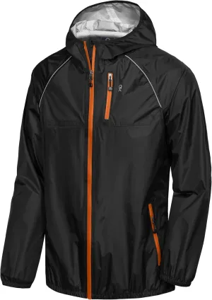 Little Donkey Andy Men's Cycling Stretch Rain Jacket with Hood, Windproof and Waterproof, Ultralight Windbreaker,Packable