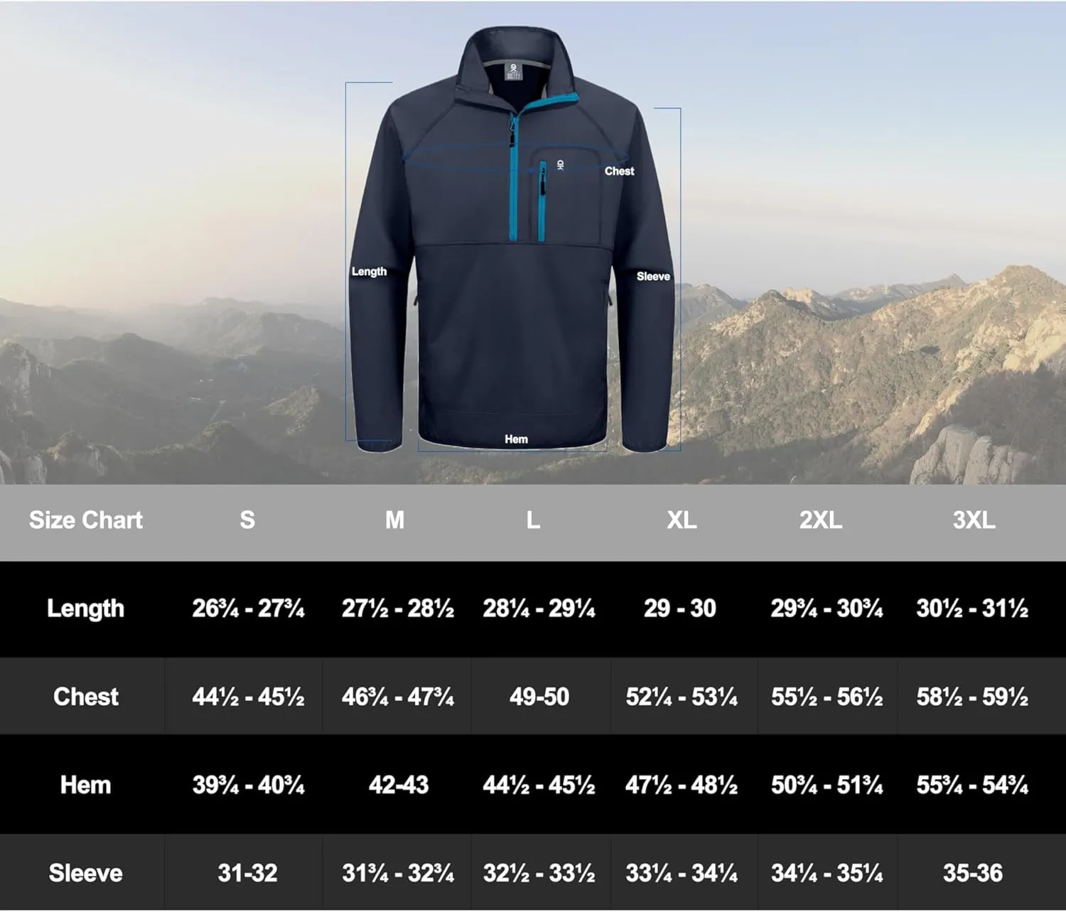 Little Donkey Andy Men's Half Zipper Pullover, Windproof Softshell MTB Mountain Bike Jacket for Cycling Golf Workout