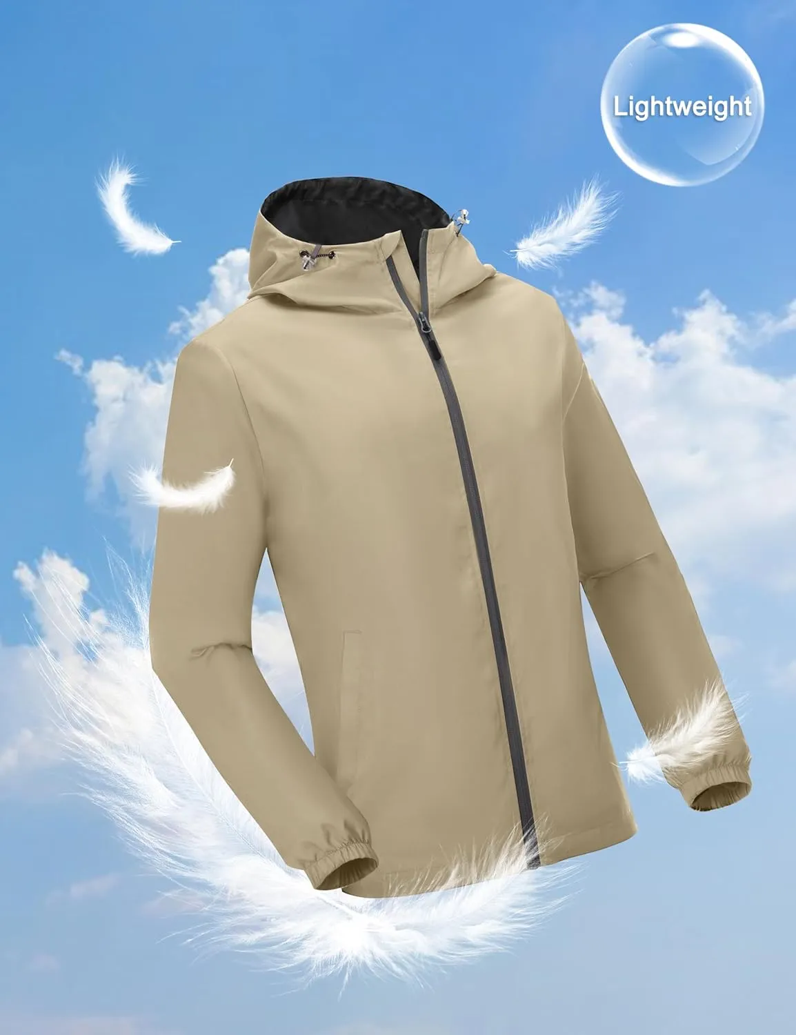 Little Donkey Andy Mens Lightweight Breathable Windbreaker Golf Jacket UPF50  Windproof Outdoor Running Coat