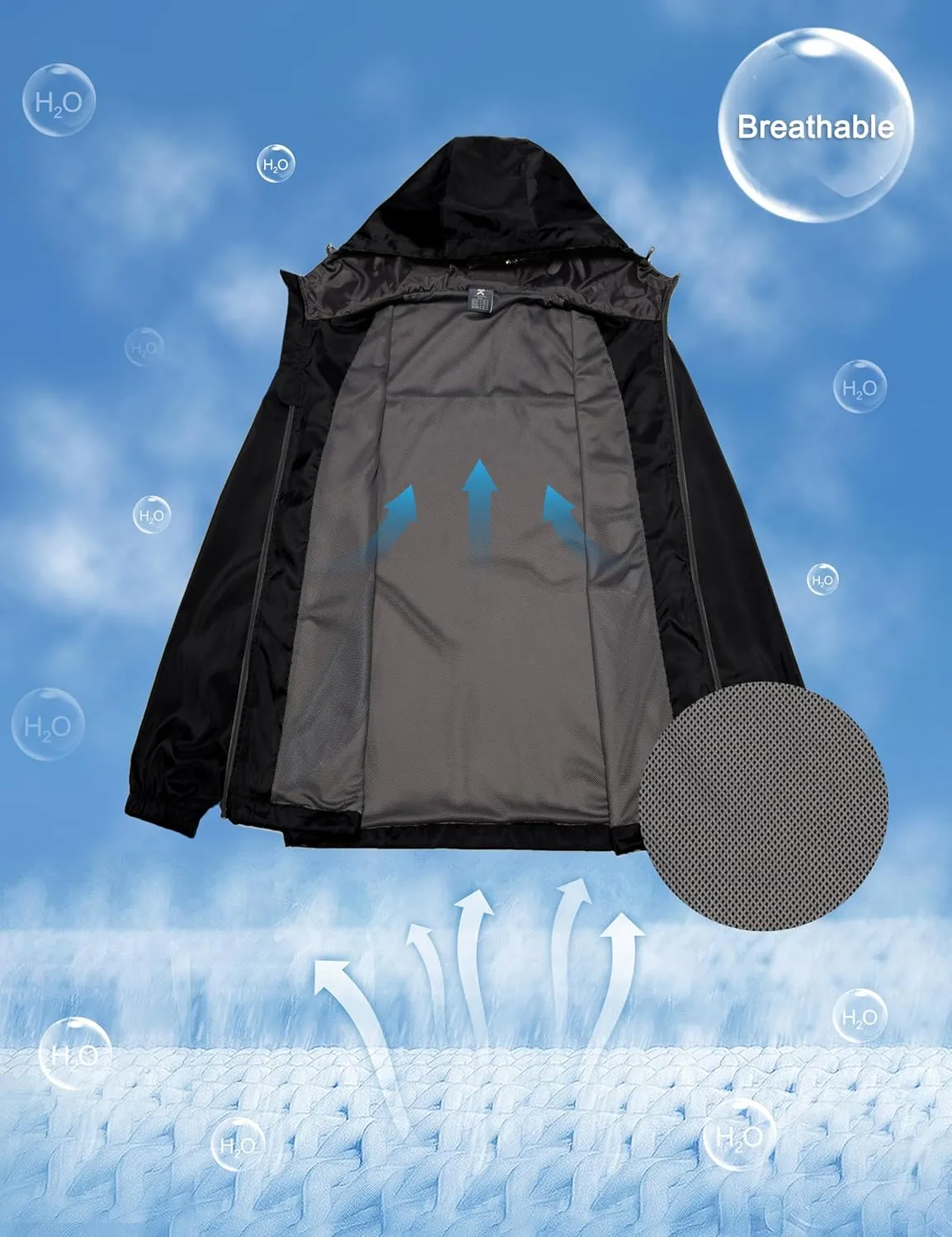 Little Donkey Andy Mens Lightweight Breathable Windbreaker Golf Jacket UPF50  Windproof Outdoor Running Coat
