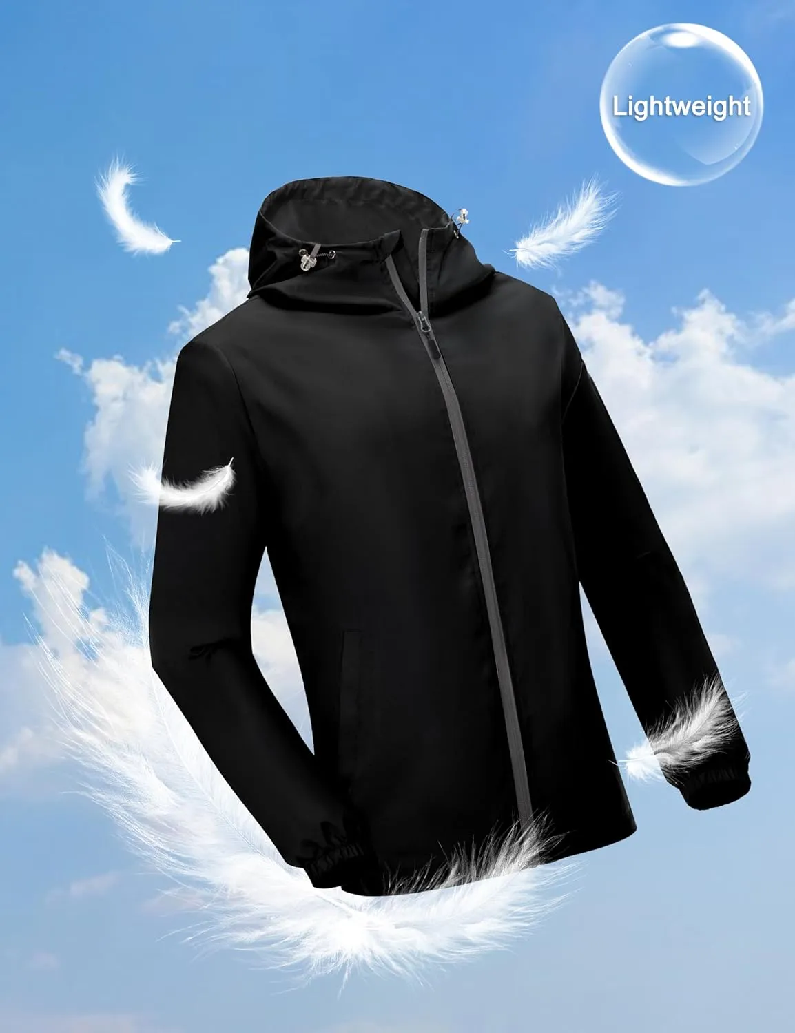 Little Donkey Andy Mens Lightweight Breathable Windbreaker Golf Jacket UPF50  Windproof Outdoor Running Coat